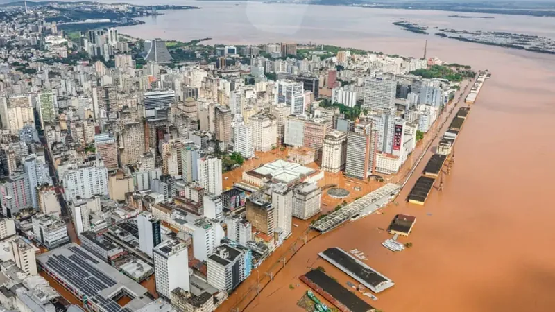 Bairro alagado em Porto Alegre, no Rio Grande do Sul (RS)