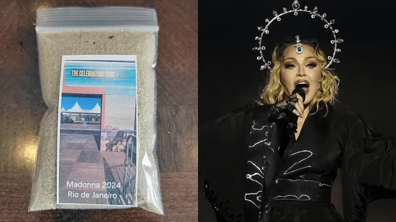 Areia de Copacabana é colocada à venda como relíquia do show da Madonna para fãs