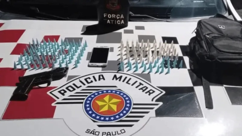 PM apreende adolescente com arma de fogo e por tráfico de drogas em Canas