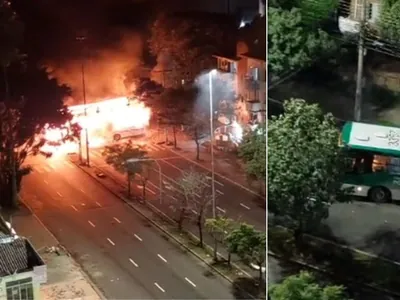 Vídeo: grupo fecha avenida e incendeia dois ônibus em Porto Alegre (RS)