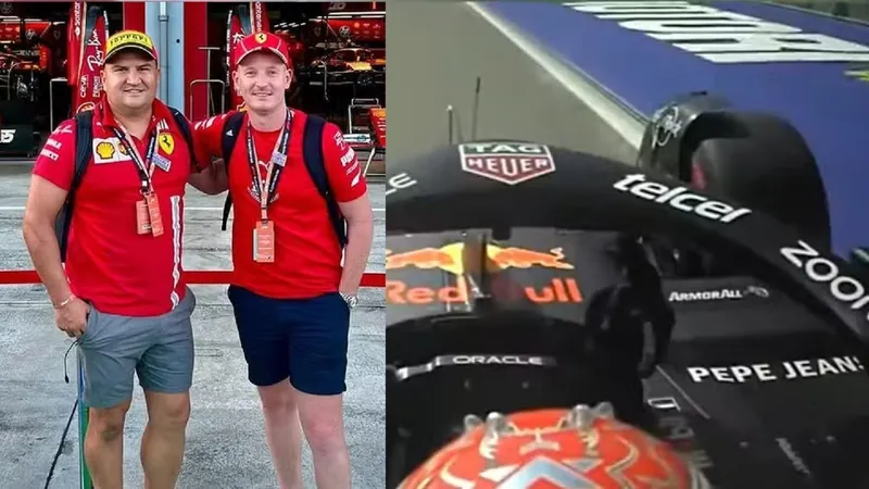 A curiosa interação entre dois fãs da Ferrari e Max Verstappen em Imola