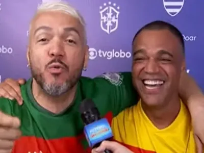 Denílson se reencontra com Belo no Futebol Solidário no RJ: 'Evento maravilhoso'