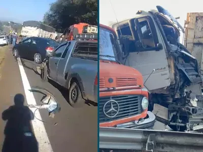 Duas pessoas ficam feridas durante engavetamento com 9 veículos em Piracicaba