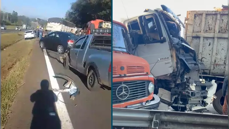 Duas pessoas ficam feridas durante engavetamento com 9 veículos em Piracicaba