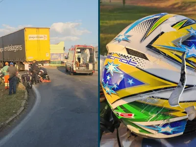 Motociclista fica ferido após colidir contra caminhão em Limeira