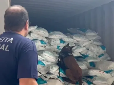 Mais de 300kg em cocaína são apreendidos escondidos em carga de sal no RJ