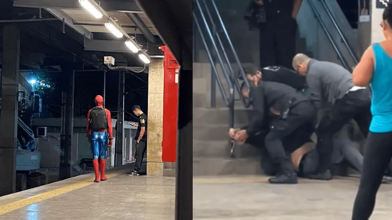 'Homem-Aranha' é atacado no metrô e joga o agressor nos trilhos