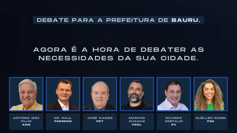 Debate com os candidatos à prefeitura de Bauru será nesta quarta-feira (14)