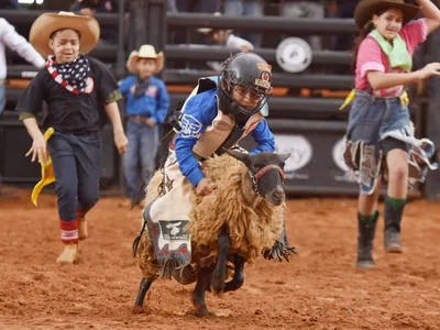 Luís Odair Batista Júnior é o campeão do rodeio em carneiros da 69ª Festa do Peão de Barretos