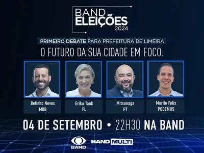 Band realiza primeiro debate entre candidatos à Prefeitura de Limeira nesta quarta-feira (4)