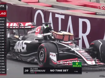 Oliver Bearman erra curva a bate no muro no terceiro treino livre do GP do Azerbaijão; vídeo