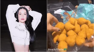 Diva acessível! Katy Perry experimenta coxinha antes de show no Brasil: "Lanche do dia"