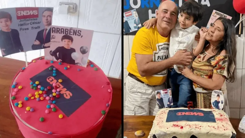 Jornalista Cesar Tralli vira tema de festa infantil de um garoto de 5 anos