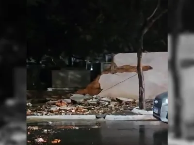 Chuva causa queda de muro de cemitério em Itu