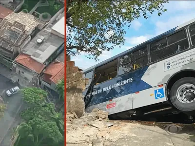 Ônibus desgovernado bate em muro de creche em BH e deixa 12 feridos