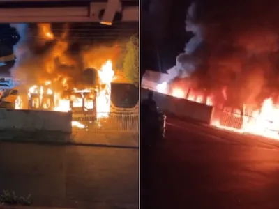 Vídeo: ambulâncias são incendiadas em estacionamento no interior de SP