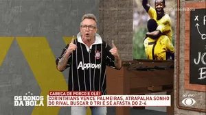 Neto enlouquece e quase destrói estúdio do Donos após vitória do Corinthians sobre o Palmeiras