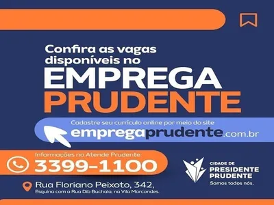 Emprega Prudente disponibiliza 165 vagas de trabalho nesta terça-feira (12)