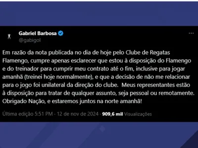 No meio da Nação: Barrado pela diretoria do Flamengo, Gabigol afirma que estará na arquibancada