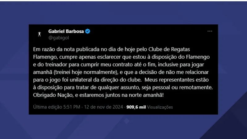 No meio da Nação: Barrado pela diretoria do Flamengo, Gabigol afirma que estará na arquibancada