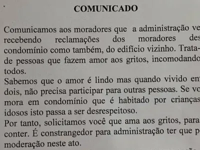 Moradores recebem advertência por causa de amorzinho barulhento