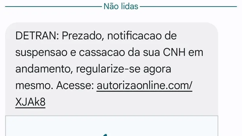 Crimisos tentam aplicar golpe da suspensão da CNH através de mensagens de texto e e-mails