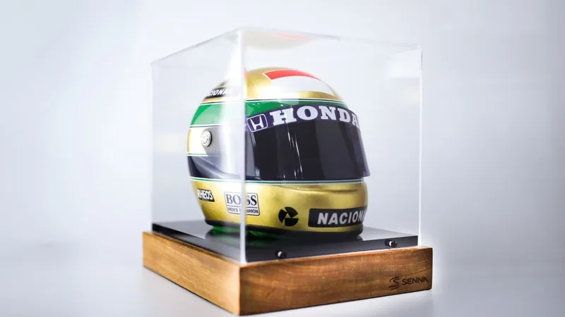 Mini capacete folheado a ouro é lançado em meio a projeção internacional de Ayrton Senna