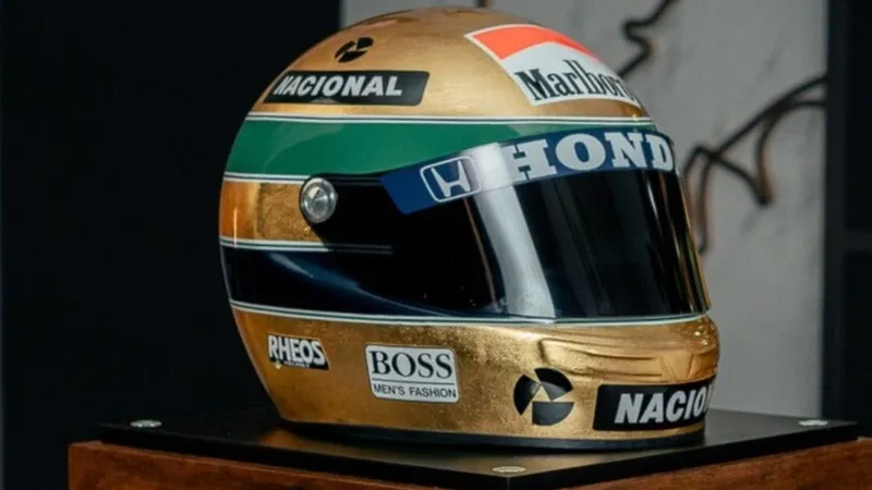 Senna terá réplica de capacete folheado a ouro lançada por R$ 14 mil