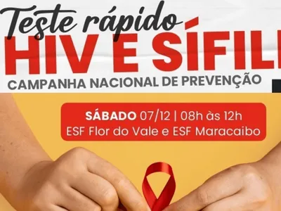 Unidades de Saúde de Tremembé realizam testagem de HIV e sífilis neste sábado (7)