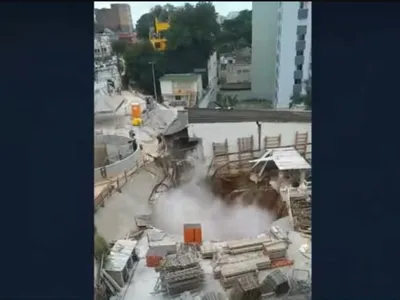 Muro desaba e buraco se abre em obra da futura estação Bela Vista, do Metrô de SP