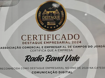 Grupo Band Vale recebe certificado de destaque empresarial na categoria de comunicação digital