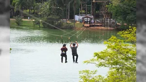 Tirolesa é a mais nova atração da Lagoa do Taquaral em Campinas