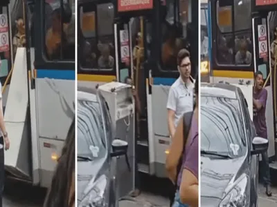 Passageiro é impedido de entrar em ônibus transportando geladeira