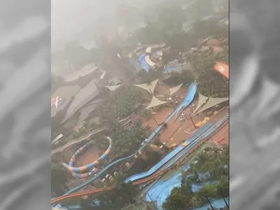 Parque aquático em Olímpia/SP fica inundado após chuvas