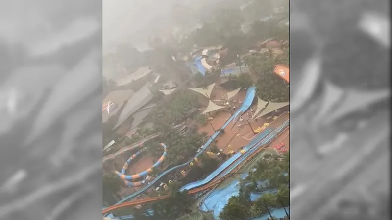 Parque aquático em Olímpia/SP fica inundado após chuvas