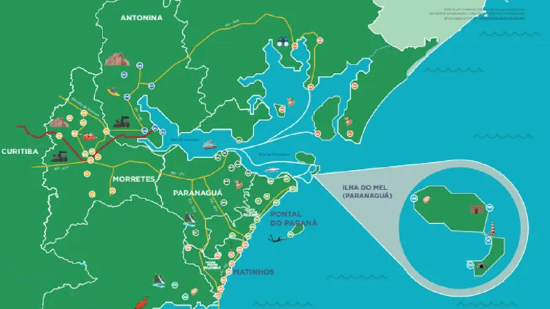 Verão Maior Paraná: mapas ilustrativos detalham atrativos do Litoral e do Noroeste