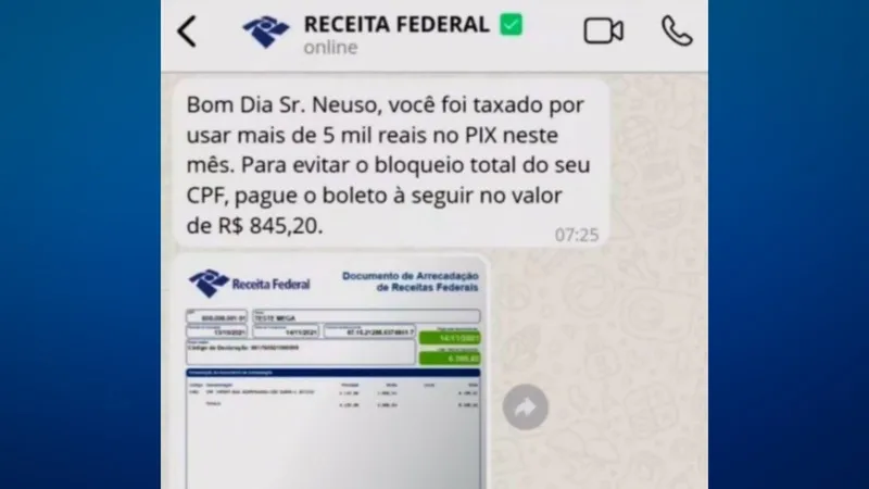 Receita Federal faz alerta sobre golpe da cobrança de taxa sobre o PIX