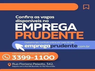 Emprega Prudente oferece 125 vagas de trabalho nesta terça-feira (14)