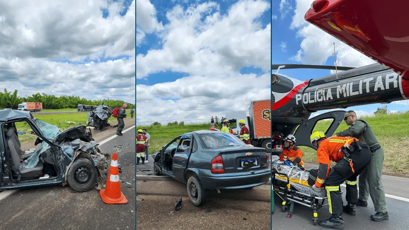 Acidente grave deixa um morto e cinco feridos em Tatuí; helicópteros resgataram duas crianças