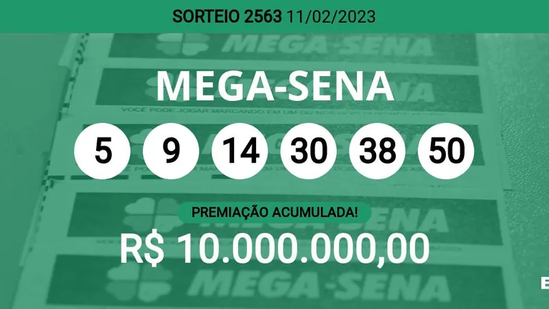 Ninguém ganhou! Mega-Sena 2563 acumula e pode pagar R$ 10 milhões; veja  dezenas