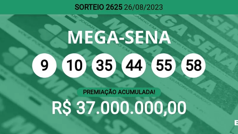 Resultado Mega Sena 2625 hoje, sábado, 26/08; prêmio é de R$ 31 milhões, Loterias