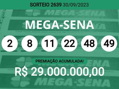 Mega-Sena 2639 pode pagar R$ 9 milhões hoje; veja como apostar