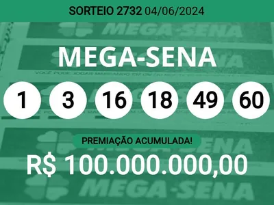 Mega-Sena 2732 acumula e prêmio pode chegar a R$ 100 milhões; veja dezenas