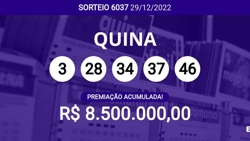 Sorteio da Quina 6037 acumula e pode pagar R$ 8,5 milhões; veja dezenas