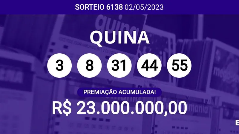 Quina 5968 tem números sorteados; veja resultado e ganhadores