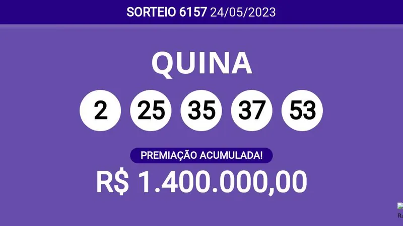 Resultado da Quina: concurso 6154