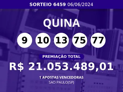 Quina 6459: Ganhador de SAO PAULO(SP) leva prêmio sozinho; veja dezenas