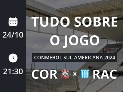 Corinthians x Racing Club: placar ao vivo, escalações, lances, gols e mais