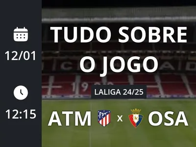 Atlético de Madrid x Osasuna: placar ao vivo, escalações, lances, gols e mais