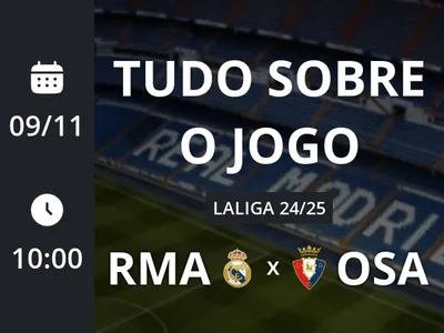 Real Madrid x Osasuna: placar ao vivo, escalações, lances, gols e mais